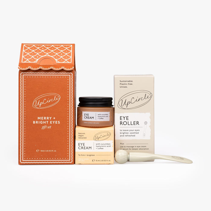 product image-2,UpCircle Merry + Bright Eyes Gift Set: Closed gingerbread house gift box on white background