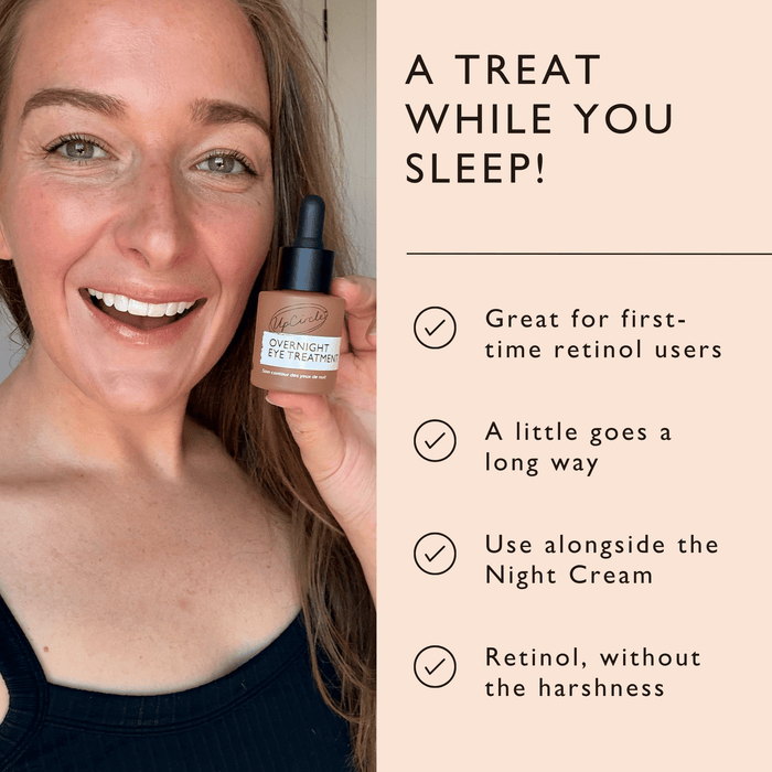 small product image-6,Overnight Eye Treatment held by a customer, with makeup